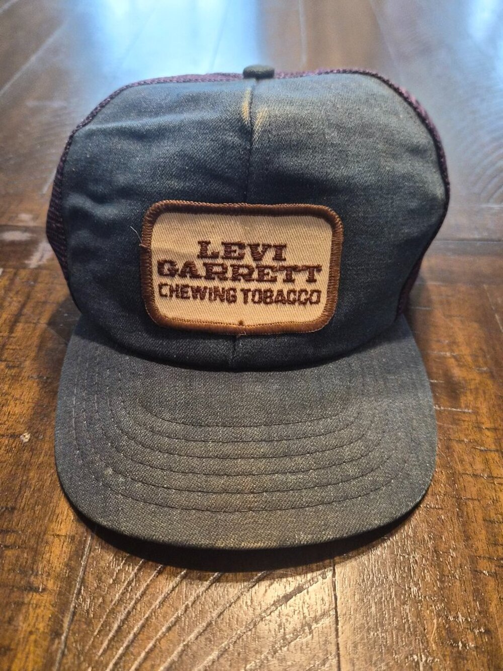 Vintage 80s Levi Garrett Chewing Tobacco SnapBack Denim Trucker Hat Rare